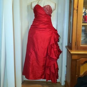 Davids Bridal red beaded gown 10